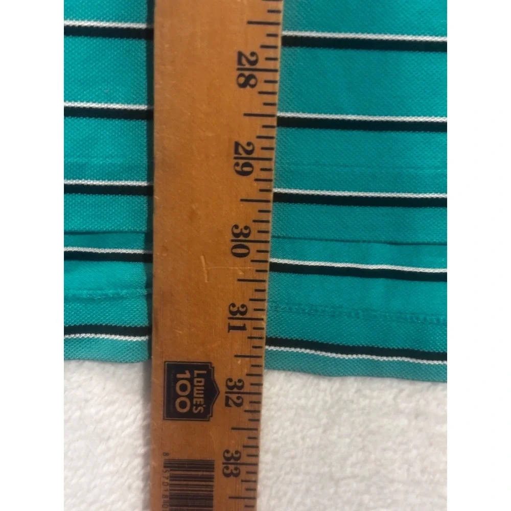 Polo Golf Ralph Lauren Collared Shirt Teal Striped Pima Cotton Large Thrashed